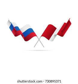 Russia and Peru flags. Vector illustration.