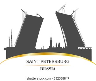 Russia. Peter. Silhouette of the city. Sights. Vector.