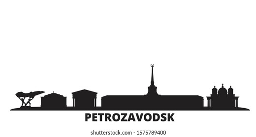 Russia, Petrozavodsk city skyline isolated vector illustration. Russia, Petrozavodsk travel black cityscape