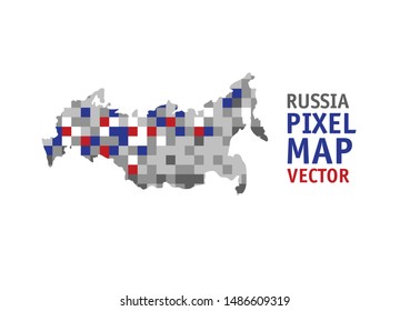 Russia pixel map isolate object on white