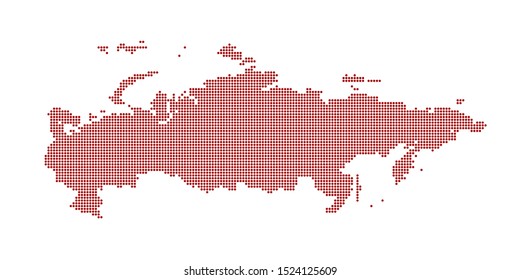 Russia pixel map. Vector illustration. Halftone style.