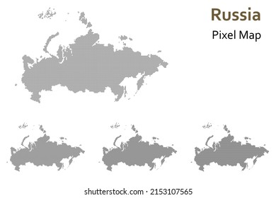 Russia pixel map vector isolated on white background.