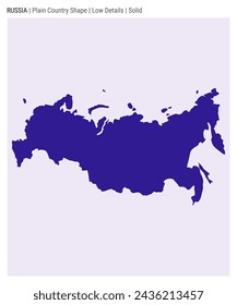 Russia plain country map. Low Details. Solid style. Shape of Russia. Vector illustration.