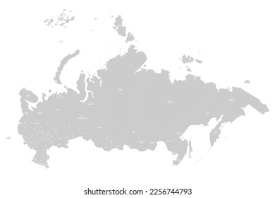 Russia political map of administrative divisions