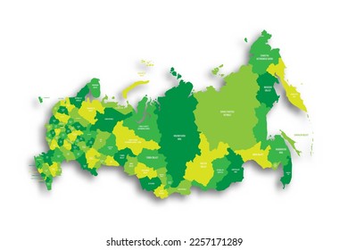 Russia political map of administrative divisions