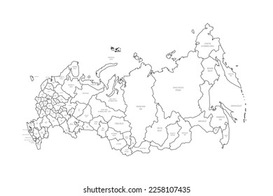 Russia political map of administrative divisions