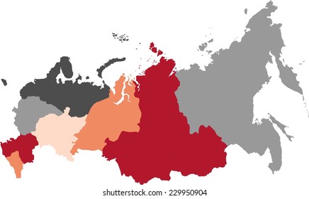 Russia political map with pastel colors.