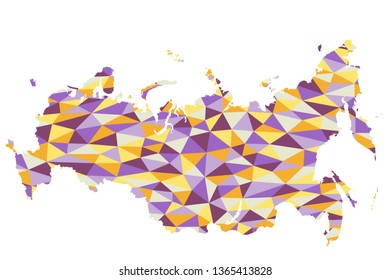 Russia polygonal map background low poly style yellow, orange, blue, purple colors vector illustration eps