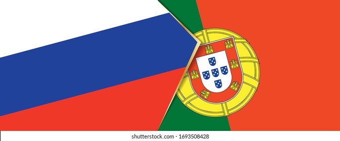 Banderas de Rusia y Portugal, dos banderas vectoriales símbolo de relación o confrontación.