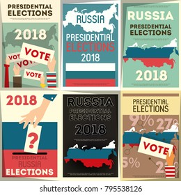 Russia Presidential Election - Posters Set. Vector Illustration.