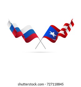 Russia and Puerto Rico flags. Vector illustration.