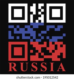 Russia QR code flag, vector