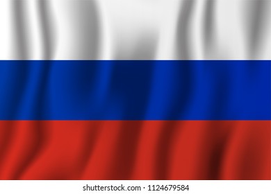 Russia realistic waving flag vector illustration. National country background symbol. Independence day.