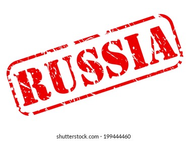 RUSSIA red stamp text on white background