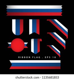 Russia Ribbon Flag Vector Template Design Illustration