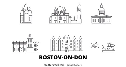 Russia, Rostov On Don line travel skyline set. Russia, Rostov On Don outline city vector illustration, symbol, travel sights, landmarks.