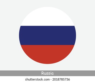 Russia Round Circle Flag. Russian Federation Circular Button Banner Icon. EPS Vector