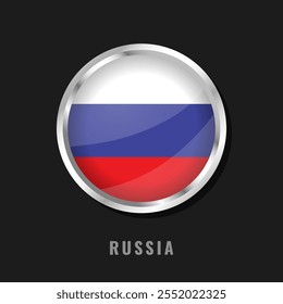 La ronde russe a encadré le drapeau national. Drapeau circulaire glacé de la Russie.