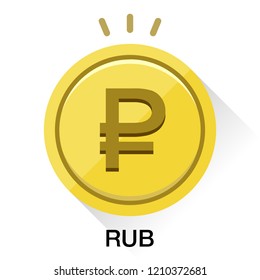 Russia Ruble RUB money. Gold coin Vector illustration image