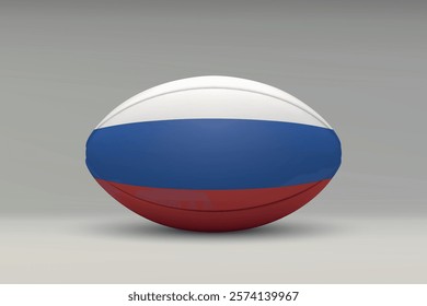 Russia rugby ball featuring the national flag design on a gray background