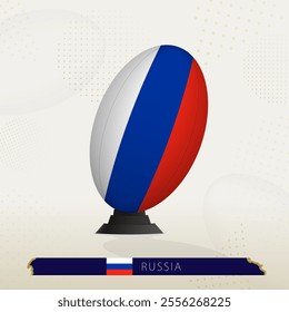 Russia Rugby Ball on Rugby Kicking Tees with Modern Design. Illustration perfect for sports, national pride, and rugby-related projects.