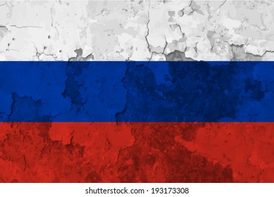 Russia, Russian federation flag on concrete textured background