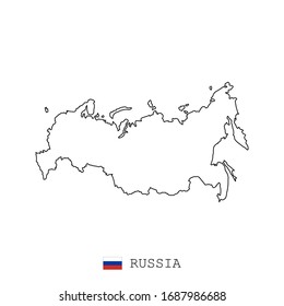 Russia Russian Federation Map Line Linear Stock Vector (Royalty Free ...