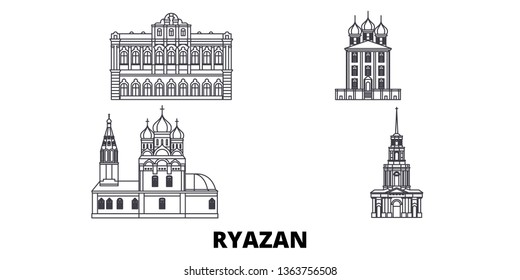 Russia, Ryazan line travel skyline set. Russia, Ryazan outline city vector illustration, symbol, travel sights, landmarks.