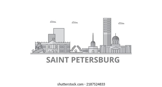 Russia, Saint Petersburg City city skyline isolated vector illustration, icons