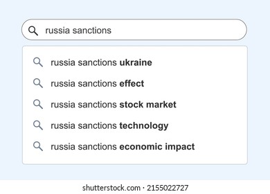 Russia sanctions search results. Russia sanctions topic online search autocomplete suggestions.
