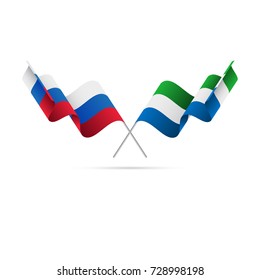 Russia and Sierra Leone flags. Vector illustration.