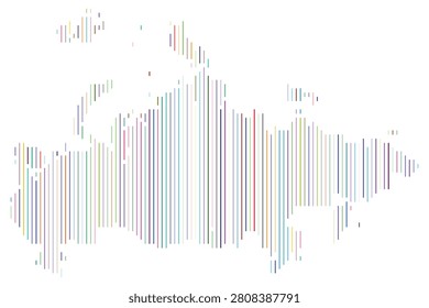 Russia Silhouette Vector with Multicolor Vertical Line Shape Pattern and Abstract Map Design