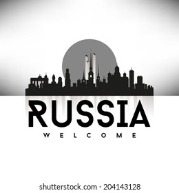 Russia Skyline Silhouette design, vector illustration, Black.