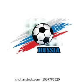 Russia soccer team background with flag in grunge style for Football / soccer tournament 2018