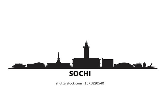 Russia, Sochi city skyline isolated vector illustration. Russia, Sochi travel black cityscape