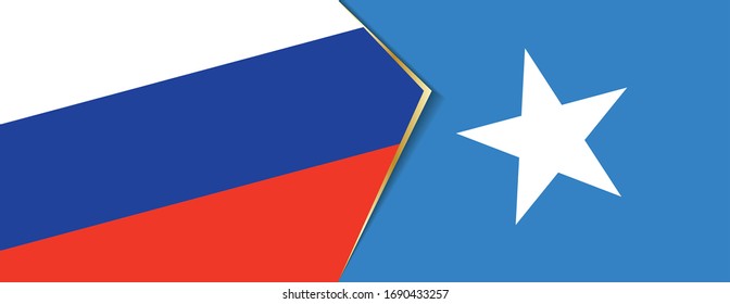 Russia and Somalia flags, two vector flags symbol of relationship or confrontation.