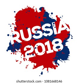 Russia sport event brochure design. Watercolor splash with Russia 2018 text vector illustration. 
