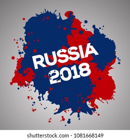 Russia sport event brochure design. Watercolor splash with Russia 2018 text vector illustration. 