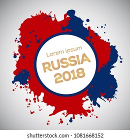 Russia sport event brochure design. Watercolor splash with Russia 2018 golden text vector illustration. 
