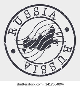 Russia Stamp Postal. Map Silhouette Seal. Passport Round Design. Vector Icon. Design Retro Travel.