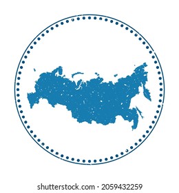 Russia sticker. Travel rubber stamp with map of country, vector illustration. Can be used as insignia, logotype, label, sticker or badge of the Russia.