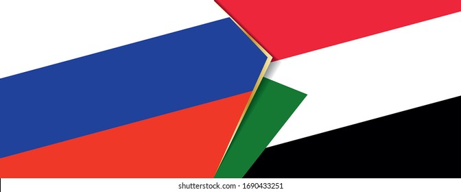 Russia and Sudan flags, two vector flags symbol of relationship or confrontation.