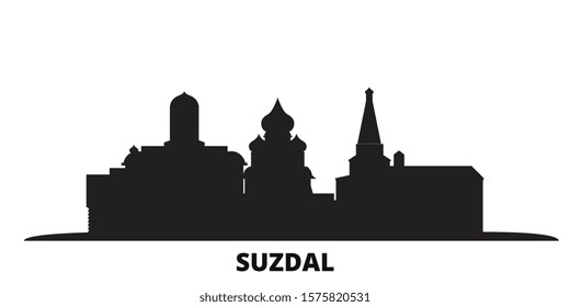 Russia, Suzdal City city skyline isolated vector illustration. Russia, Suzdal City travel black cityscape