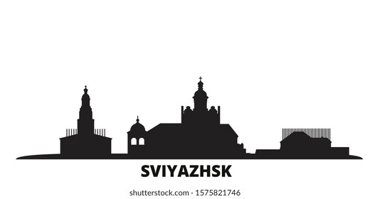 Russia, Sviyazhsk city skyline isolated vector illustration. Russia, Sviyazhsk travel black cityscape