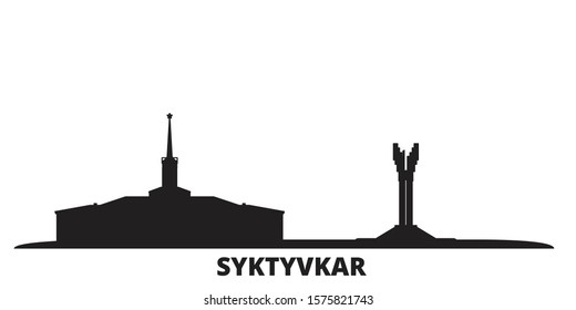 Russia, Syktyvkar city skyline isolated vector illustration. Russia, Syktyvkar travel black cityscape