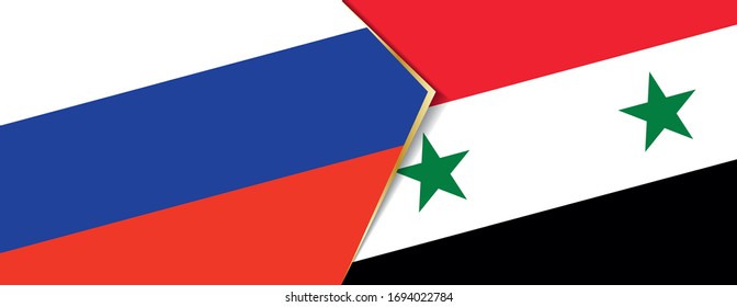 Russia and Syria flags, two vector flags symbol of relationship or confrontation.