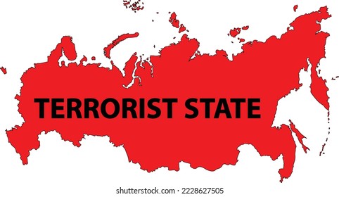 Russia is a terrorist state. Russia is a terrorist country. Illustration in red