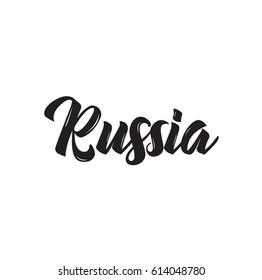 russia, text design. Vector calligraphy. Typography poster. Usable as background.