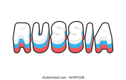 Russia. Text of Russian flag. Emblem of country on a white background. letters tricolor. typography and hand lettering 
