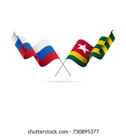 Russia and Togo flags. Vector illustration.